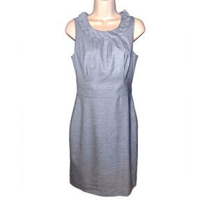 J Crew Womens Size 4 Suiting Leigh Ruffle Neck Gray Sheath Wool Blend Work Dress